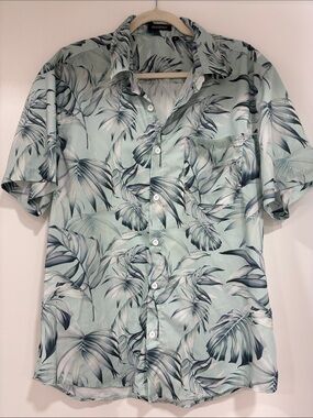 Men's Short Sleeve Tropical Print Shirt - Mint Green
